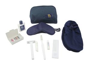Wholesale Durable Travel Airline Amenity Kits Oxford Fabric Pouch With Leather Patch Logo from china suppliers