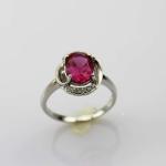 Women Jewelry 7mmx9mm Oval Red Cubic Zircon 925 Silver Ring(R183)