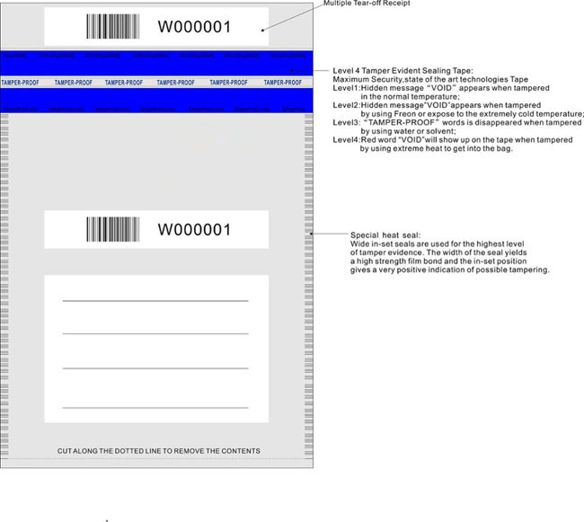 Self Adhesive Bank Deposit Bags , Opaque Tamper Evident Plastic Bags