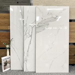 Wholesale 600x1200mm High Glossy Carrara White Polished Glazed Tile For Floor Marble Porcelain Tiles from china suppliers