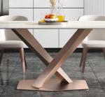 Plain X Base Luxury Modern Dining Tables 6 8 Seater Marble Top Stainless Steel