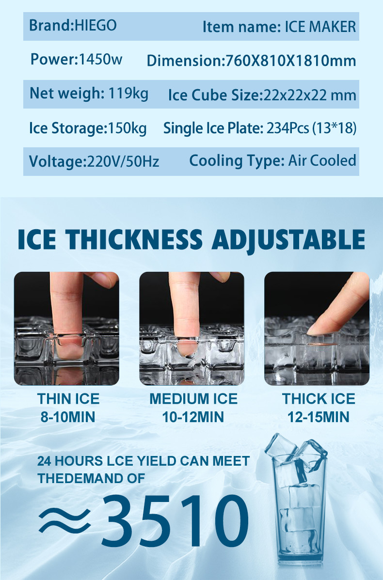 Ice Maker Machine 250kg Commercial Cube Ice Machine Portable Ice Maker