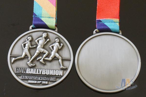 Half Marathon Or 10K Running Custom Sports Medals Antique Silver Plating