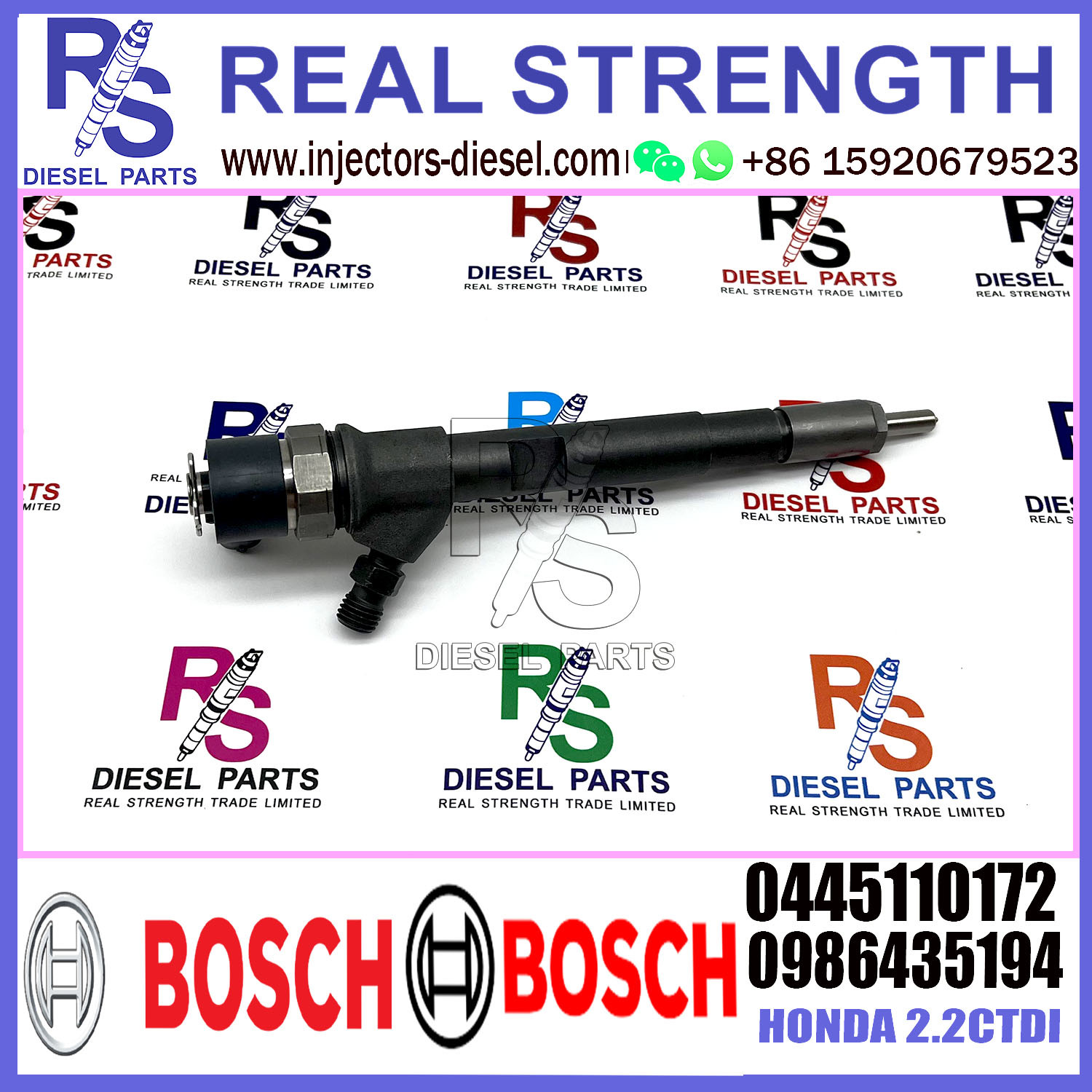 Diesel Fuel Common Rail Injector 0445110172 0986435194 16450-RBDAE010 16450-RMAE020 For HONDA 2.2CTDI Engine