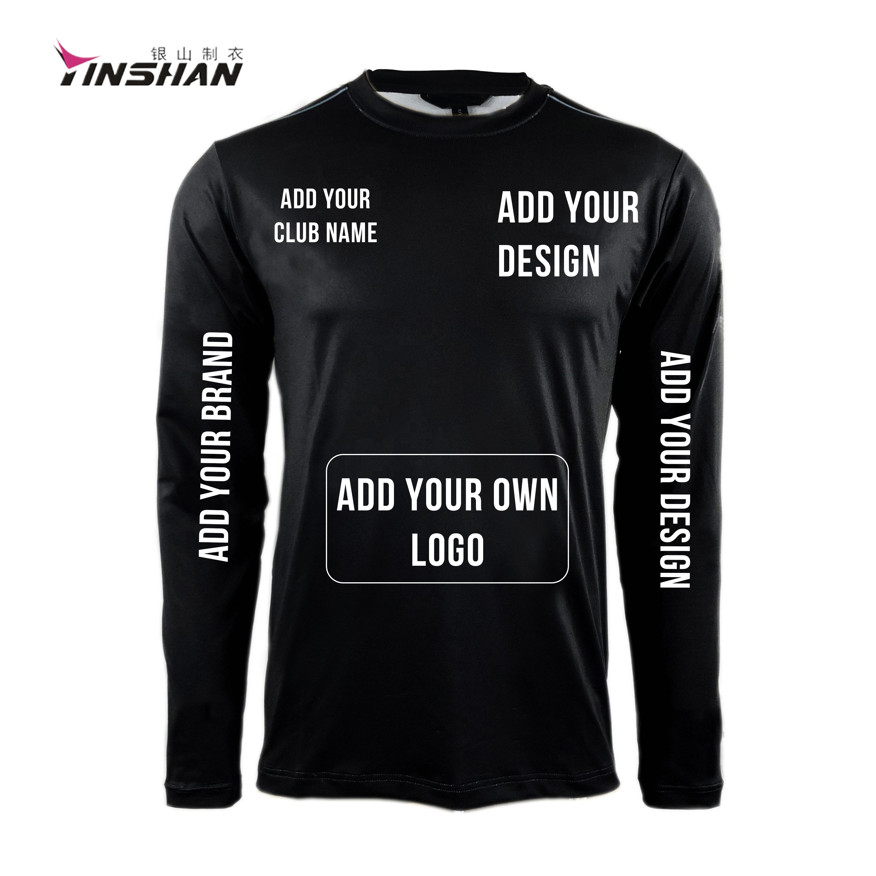 Long Sleeve Cotton/Polyester Black Custom T Shirts for Breathable Pit Crew Sportswear