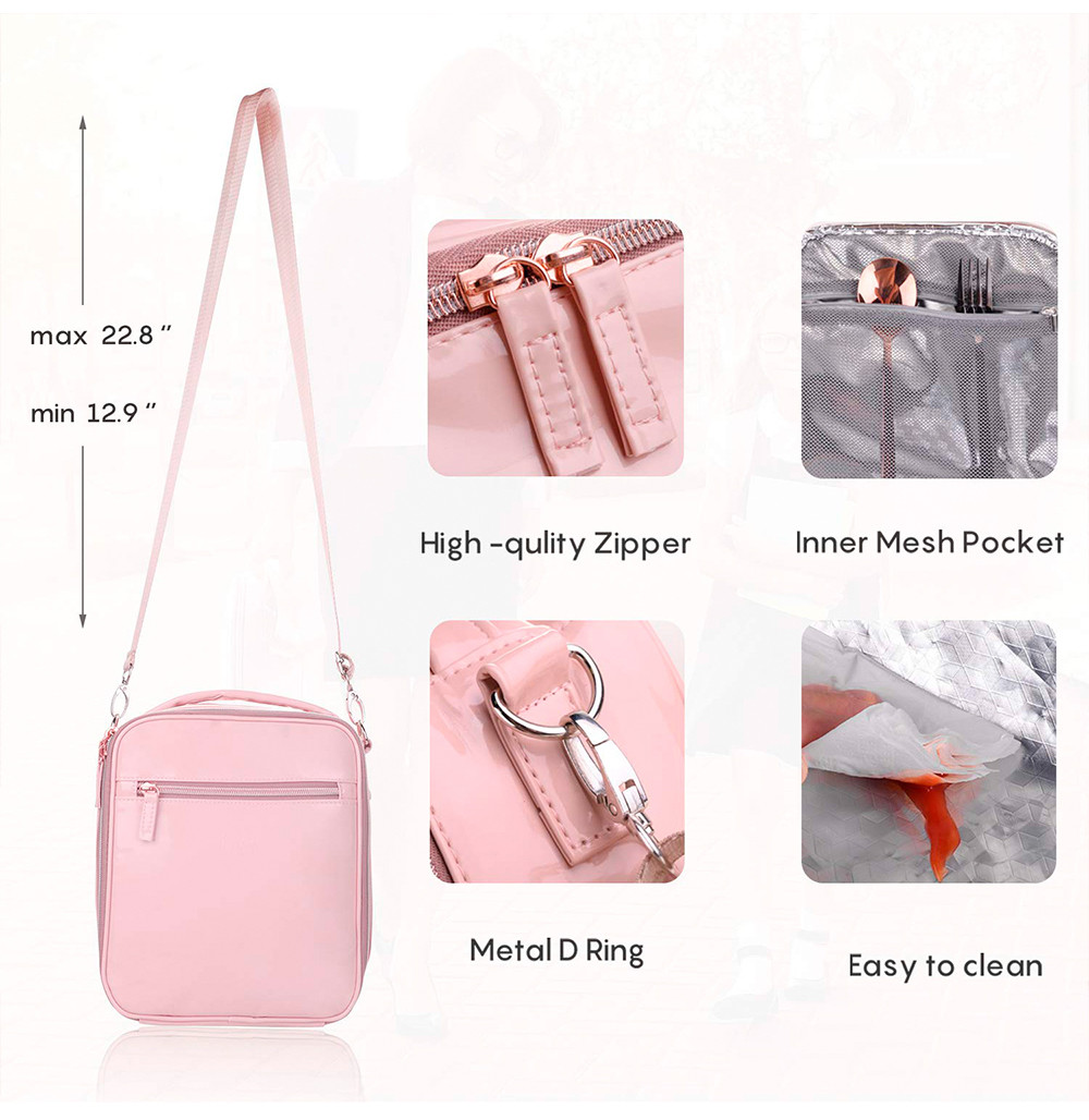 Waterproof Pink Reusable Insulated Lunch Cooler Bags For Kids