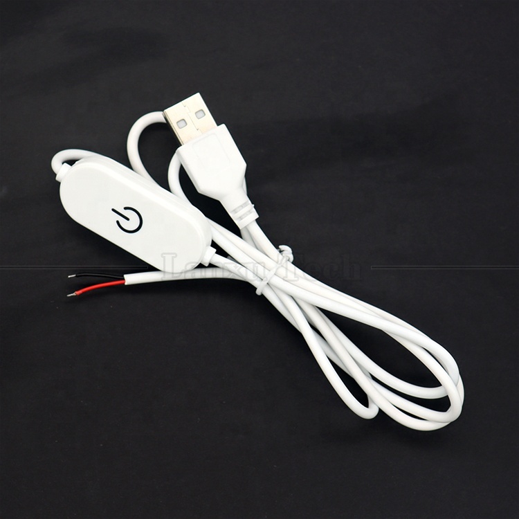 5V 1m on off Switch Controller USB to Open Wires End Cable Touch Dimmer for 3w 5w Led Strip Light Lamp
