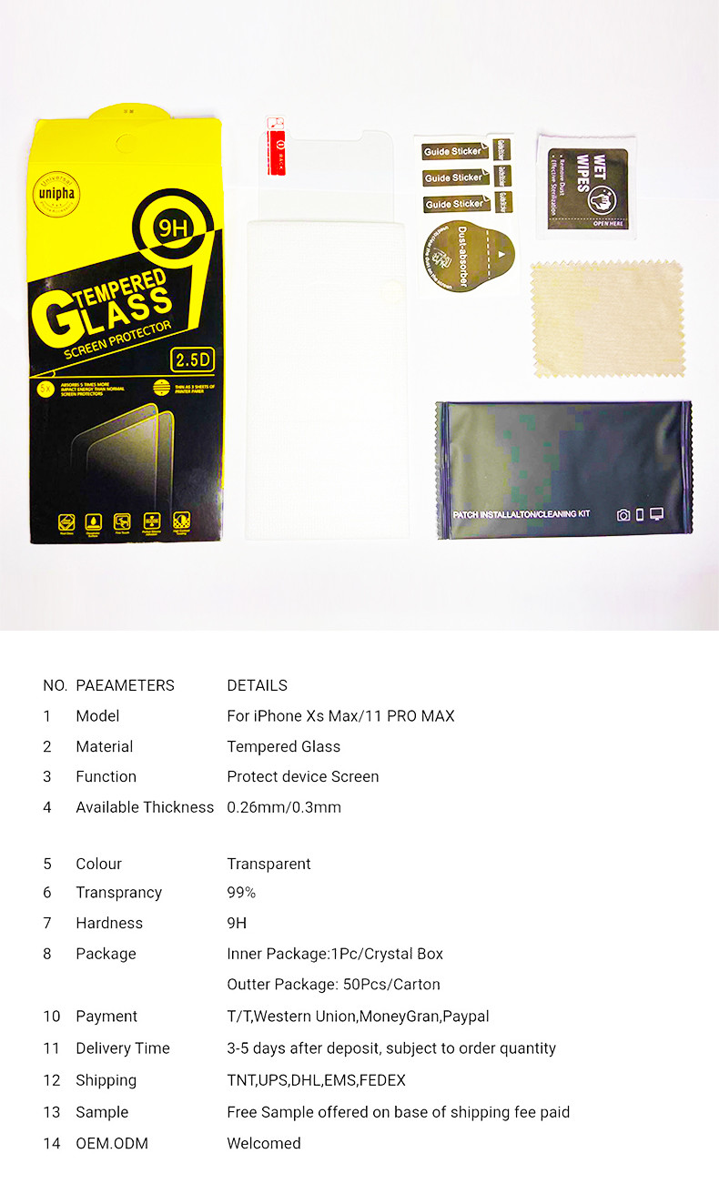 Tempered Glass Mobile Phone Screen Protector 2.5D High Clear Breaking Proof Transparent