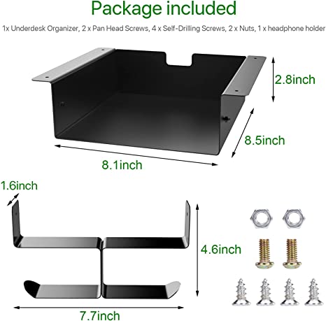 Under desk storage shelf tray drawer organizers holder