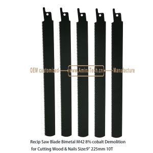 Wholesale Recip Saw Blade Bimetal M42 8% cobalt Demolition for Cutting Wood &amp; Nails 9&quot;225mm 10T,Power Tools from china suppliers