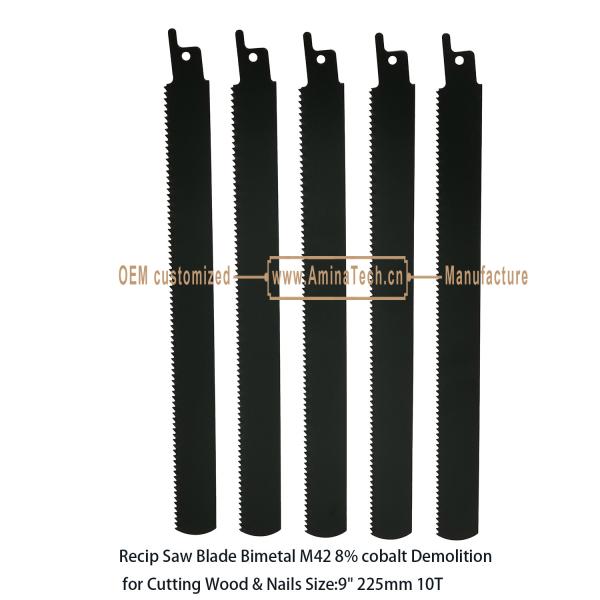 Recip Saw Blade Bimetal M42 8% cobalt Demolition for Cutting Wood & Nails 9