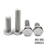 304 Stainless Steel SS Hex Head Bolts Full Thread A2-70 Din933 Bolt M12 M14 M16