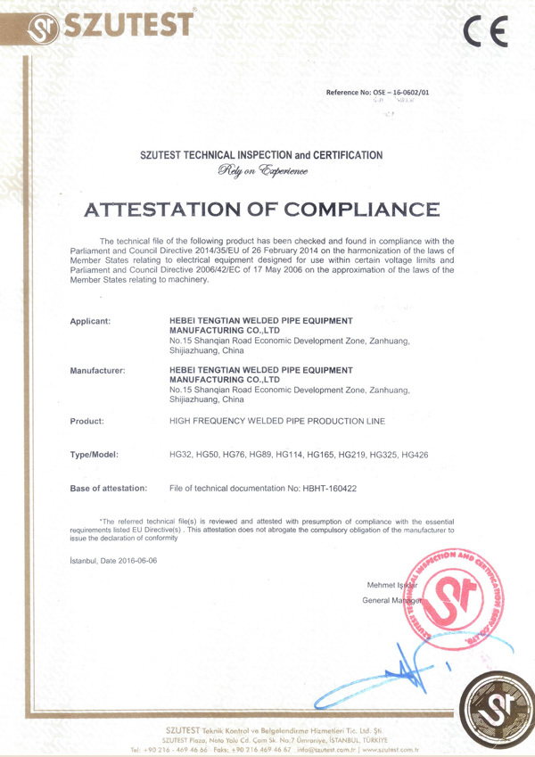 Attestation of compliance