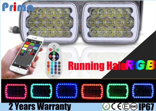 Replace Stock Headlight with Running RGB Halo H6054 LED Headlight, 5x7(7x6)