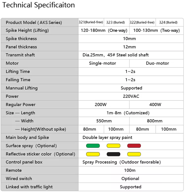 Electric Traffic Automatic Tyre Killer Safety System Bollard Spike Road Blocker
