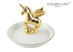 Nordic Style Ceramic Jewelry Plate Golden Elephant Jewelry Plate Ring Tray