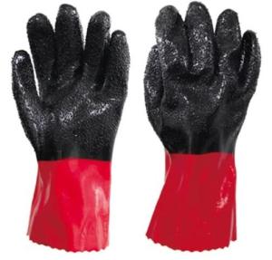 Wholesale OEM Red Black PVC Dipped Gloves 30cm PVC Coated Insulated Gloves from china suppliers