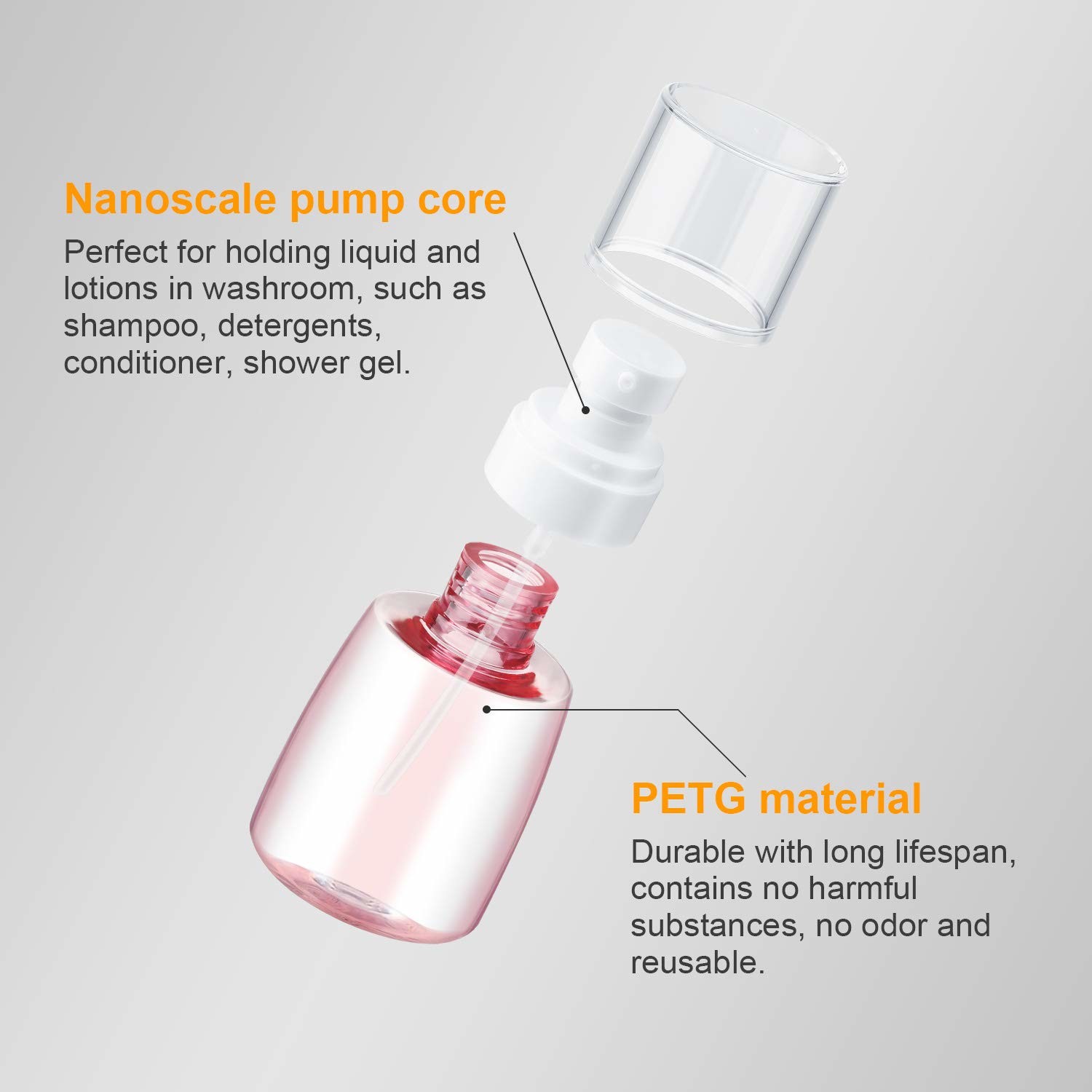 Convenient Cosmetic Pump Bottles Harmless Environmentally Friendly
