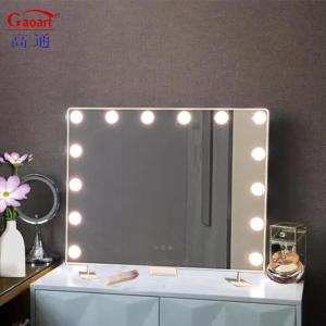 Wholesale Customizable Metal and Glass Mirror Hollywood Makeup Vanity with Chrome LED Light Bulbs from china suppliers