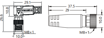 IP67 M8 Connector Harness Double End Precast Wire Harness PNP Belt LED Lamp Male Bend / Female Straight 3P Anti-Slag 3m