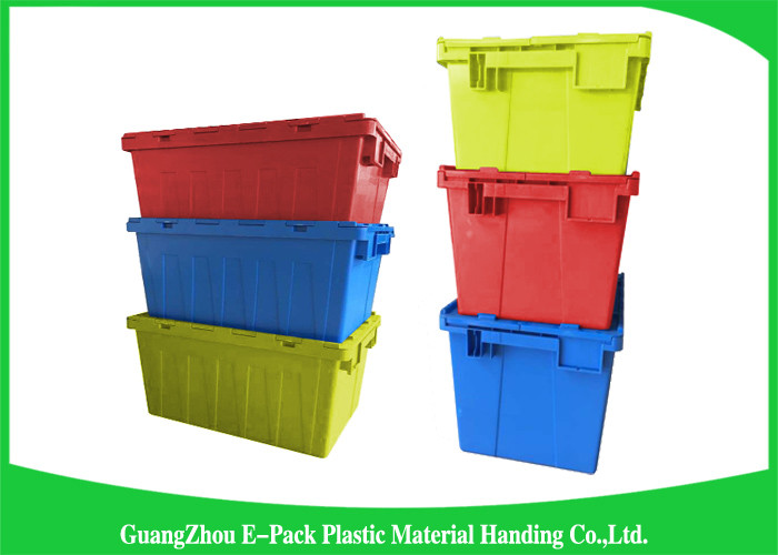 Blue PP Plastic Attached Lid Containers , plastic storage boxes with lids