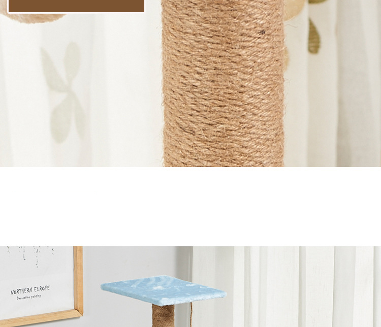 Cat Scratching Tree Natural Multi-level Platform Wooden Cat Tree With Hammock