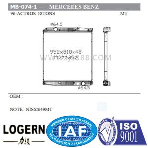 Wholesale Replacement Truck Radiators Mercedes Benz Spare Parts For 96-Actros 18tons Mt from china suppliers