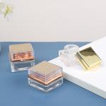 15g 30g 50g Clear Square Glass Cosmetic Jar with Rose Golden Lids Customized