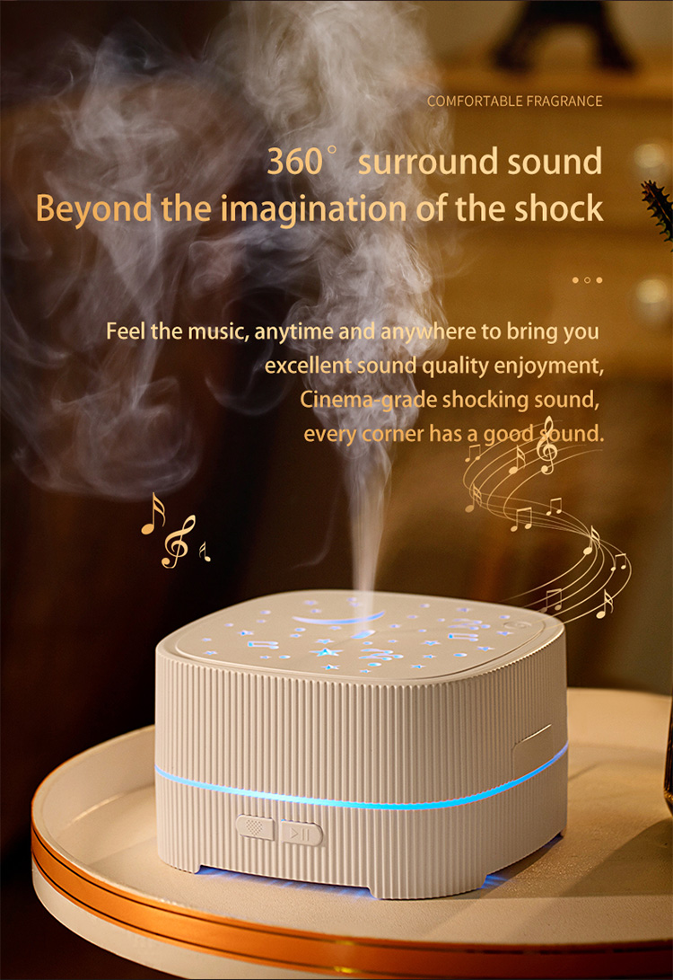 HOMEFISH Bluetooth Music LED Light Essential Oil Diffusers Aroma Diffuser Humidifier 500ML