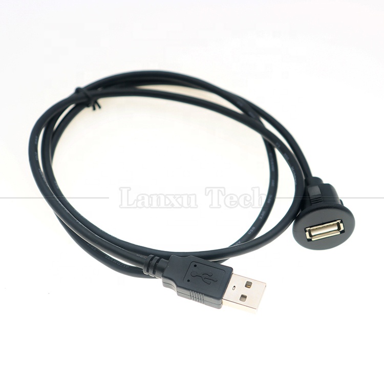 Car Audio Dashboard Flush Mount Panel USB 2.0 Male to Female Extension Cable for Car Truck Boat Motorcycle Dashboard