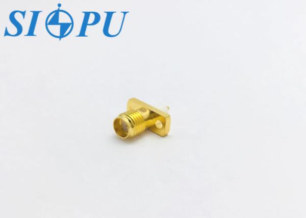 SMA Female RF Coaxial Connector – Microstrip Type, Dual-Hole Flange, Blue Mount