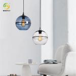 Small Bedside Livinng Room D20 Glass Pendant Light Modern Metal Blue