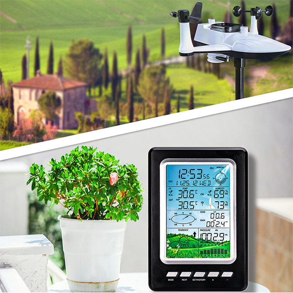 Wireless Outdoor Weather Station Remotely Measure Wind Direction / Wind Speed Rainfall Air Pressure,