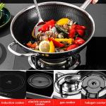 Hot Selling Kitchen 32cm Induction Wok Pan SUS 304 Stainless Steel Honeycomb Non