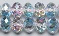 Blue AB Half Plated Glass Faceted Rondelles, 100 Beads Per Strand