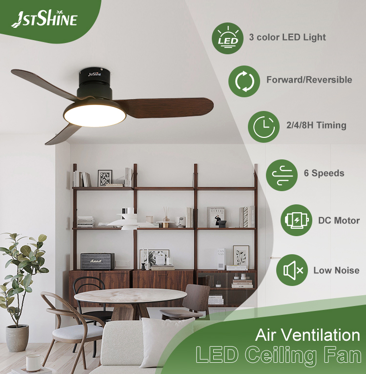 Metal Material Ceiling Fan with Low Noise DC Motor and Air Conditioning LED Lighting