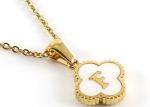 13*13MM 18K Gold Plated Stainless Steel Four-leaf Clover Letter Pendants