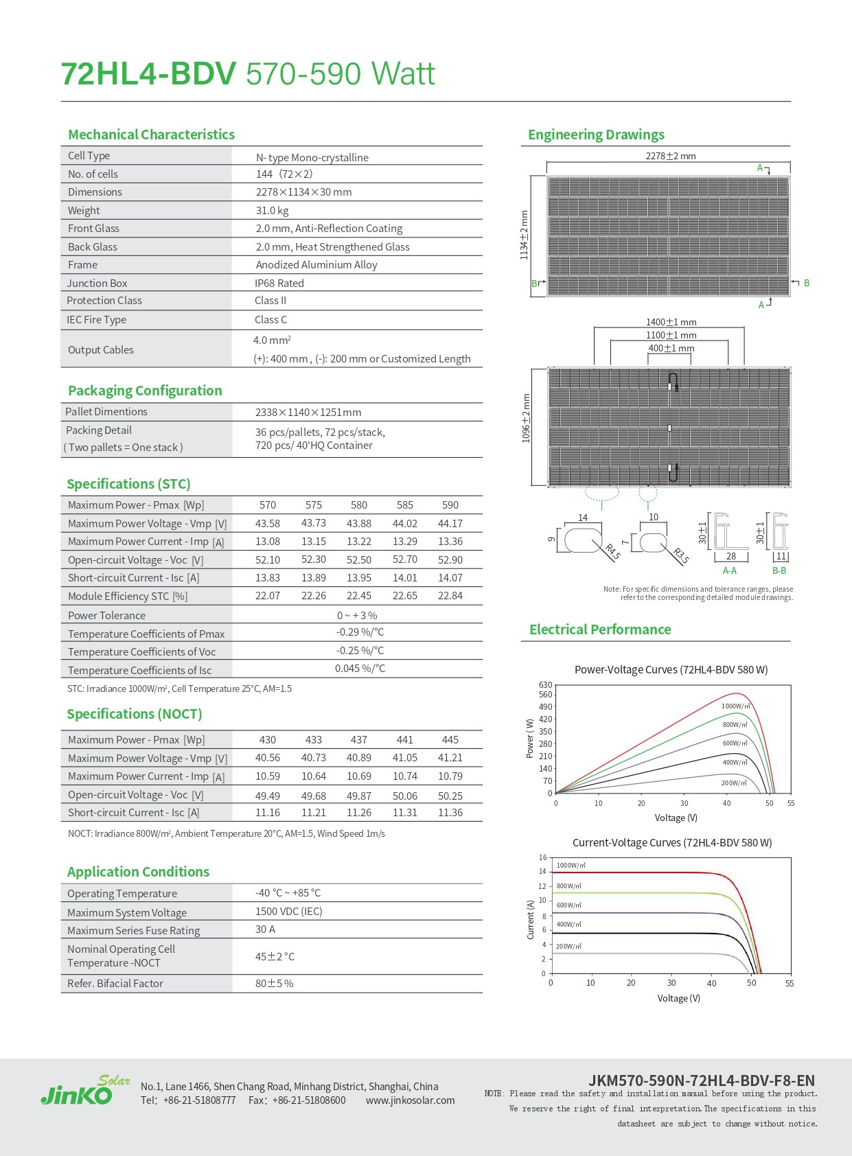 PERC Technology 575W 580W 585W 590W Jinko Solar Module for Commercial Solar Projects