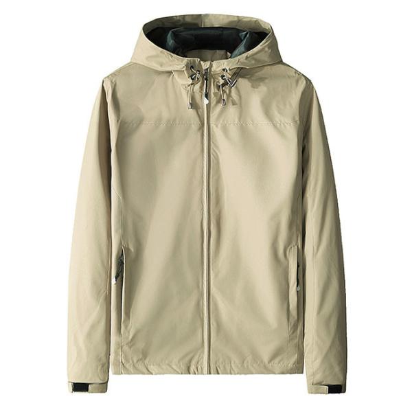 Khaki Oversized Outdoor Windbreaker Jacket Fashionable Mens Sport Coat Logo