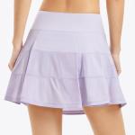 Purple High Waisted Pleated Golf Tennis Skirt for Women Built-in Pockets Shorts