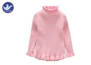 Wholesale Ribs Knitting Cute Little Girl Sweaters Turtle Layer Ruffle Edges Winter Base Layer from china suppliers