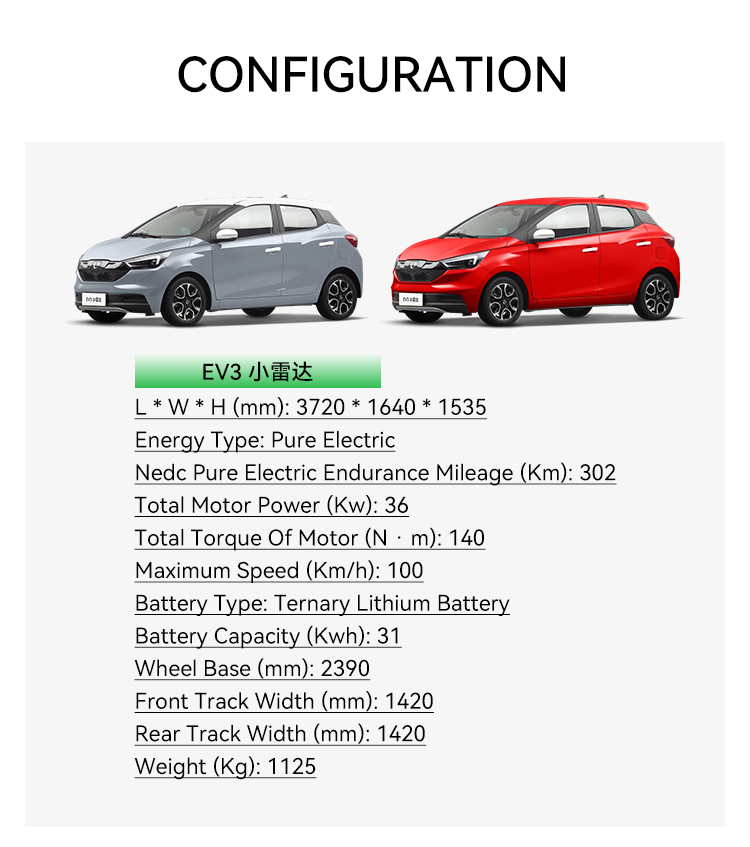2023 Best Used Car JMEV EV3 Pure Electric 4-Wheel Vehicle with Ternary Lithium Battery and 100Km/h Maximum Speed