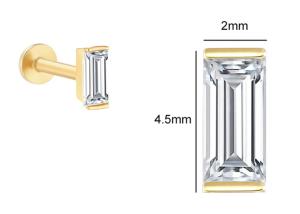 Wholesale 14K Gold Body Piercing Jewelry Earring OEM ODM With Rectangle Diamond from china suppliers
