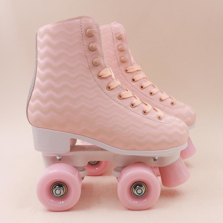 Adjustable Size Pink Water Ripple Roller Skate 4 Sizes For Girls Women