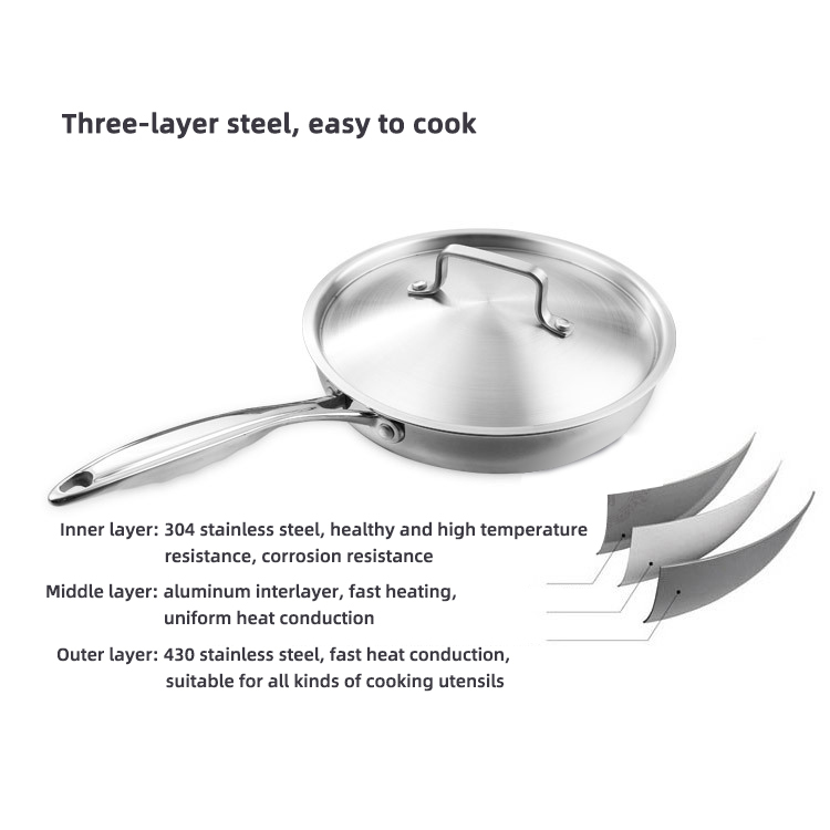 Minimalist Design Style Induction Kitchen Cooking Pan Stainless Steel Material