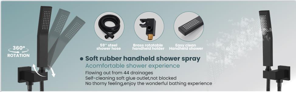 Bathroom mixer tap waterfall shower column duschkopf black gold rainfall rain mixer water saving shower head
