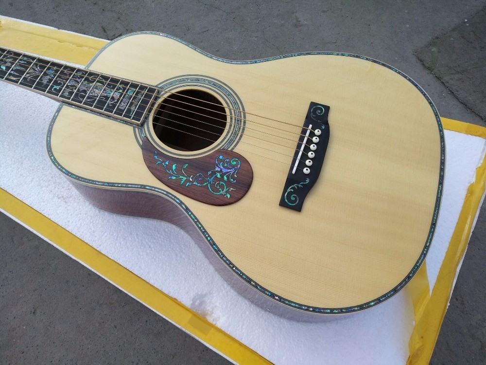 Customized acoustic guitar, 43 inch Jumbo guitar, Quilt Vine Viper red, Guitarra acustica