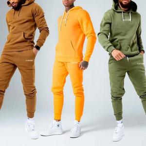 Wholesale OEM French Terry 100%cotton Plain Hoodie Sweat Pants Unisex Tracksuits Heavyweight Hoodies Stacked Jogger Pants Sets from china suppliers