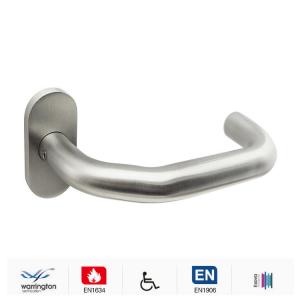 Wholesale Double action modern door handle with oval rose for narrow stile door from china suppliers