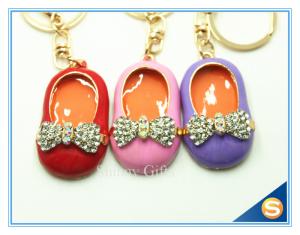 Wholesale 3D Cute Little Shoe Shape Rhinestone Zince Alloy Meta Keychain Rhinestone Bag Purse Key Ring Chain from china suppliers